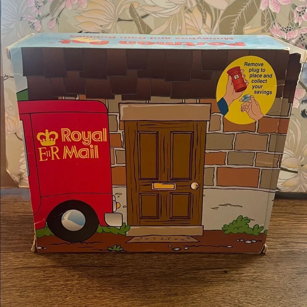 Vintage Postman Pat Moneybox and Bath Bubbles Set